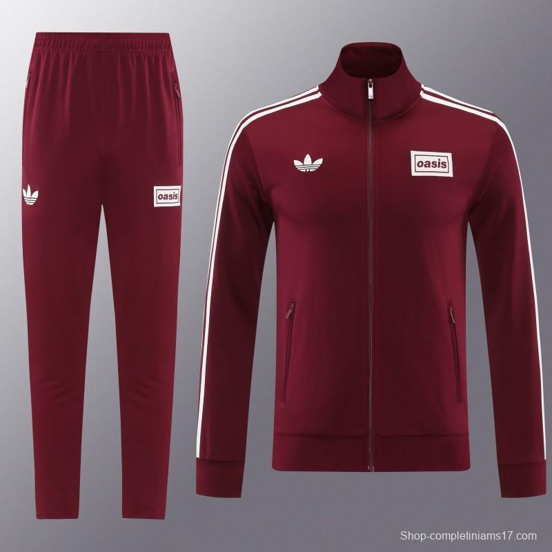 2026 Adidas x OASIS Wine Full Zipper Jacket + Long Pants