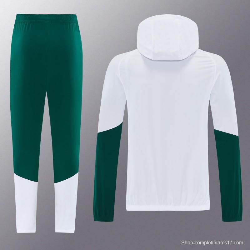 2026 Italy White Hoodie Full Zipper Windbreaker + Long Pants