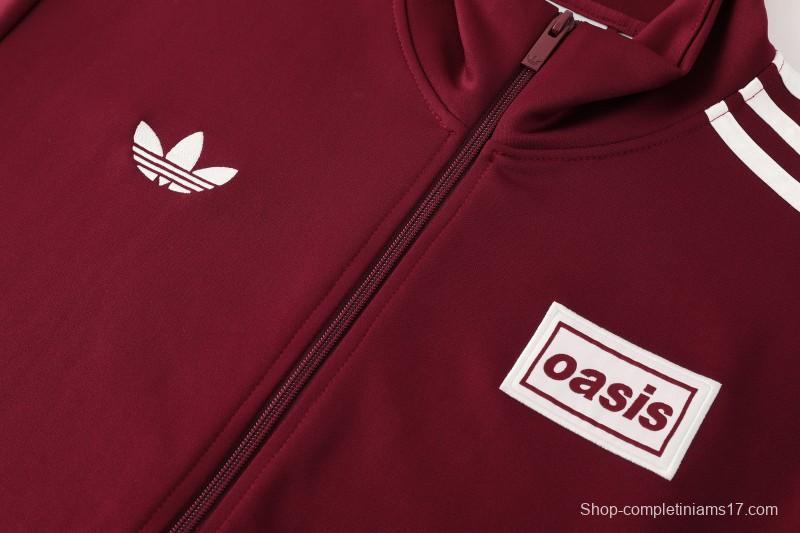 2026 Adidas x OASIS Wine Full Zipper Jacket + Long Pants