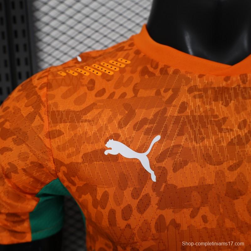 2026 Player Version Ivory Coast Orange with Leopard Pattern Jersey