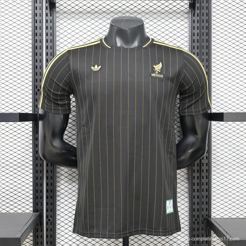 2026 Player Version Mexico Black with Gold Pinstripes Jersey