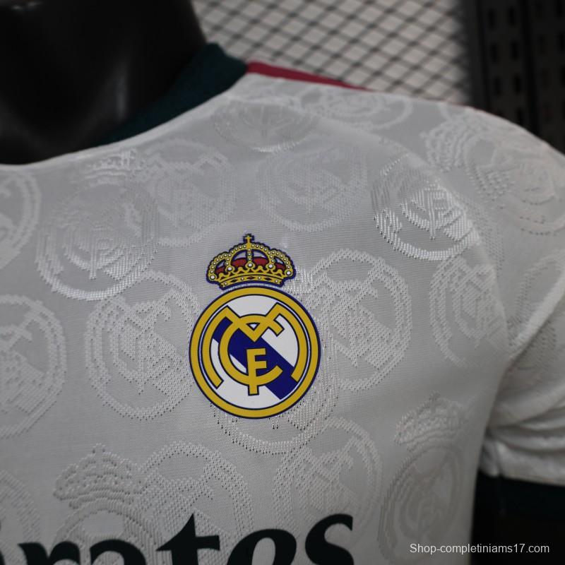 25/26 Player Version Real Madrid White with Subtle Crest Pattern Jersey