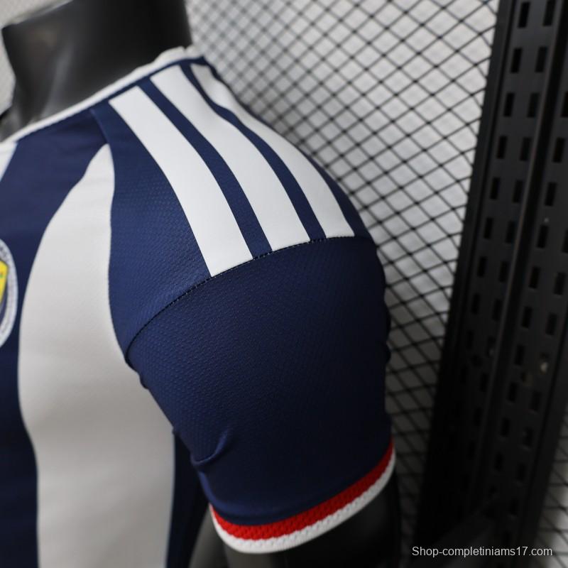 Player Version 2027 Scotland Away White/Navy Vertical Stripes Jersey