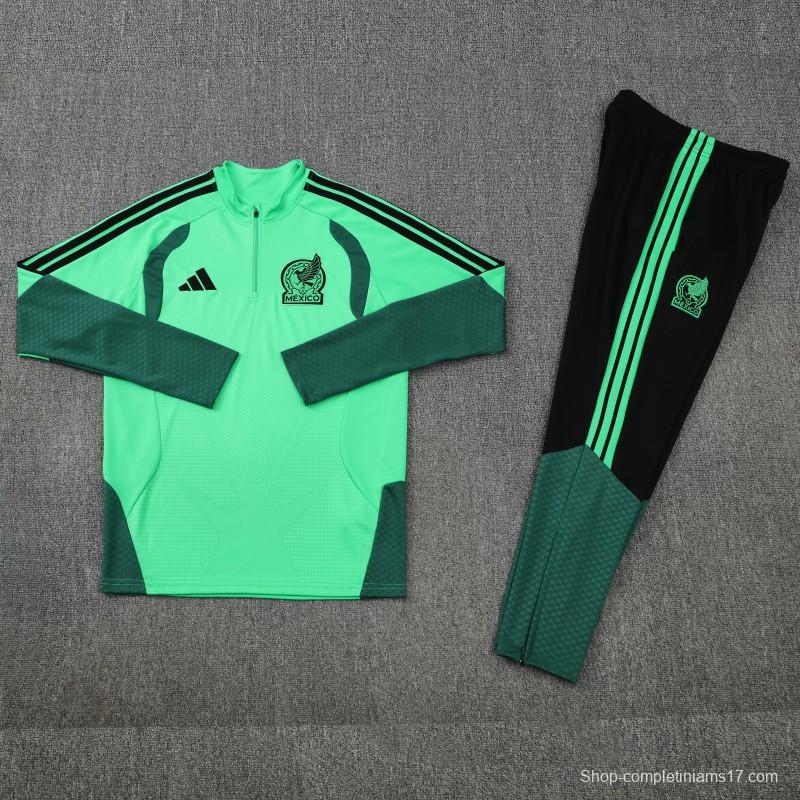 26/27  Mexico Green Half Zipper Jacket Tracksuit  + Long Pants