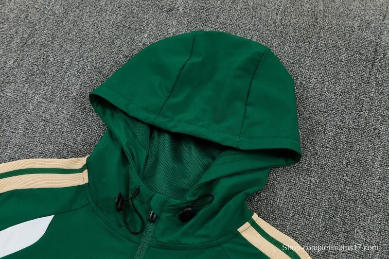 26/27 Italy Green Full Zipper Hooded Jacket Tracksuit + Long Pants