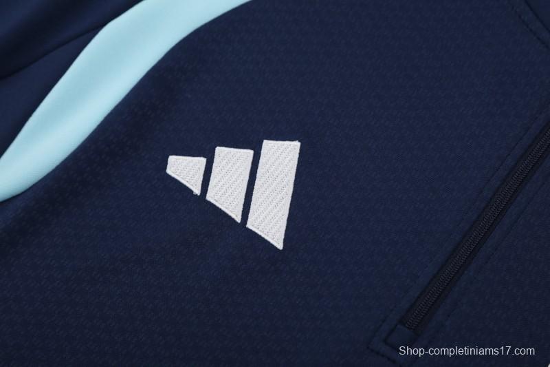 26/27  Argentina Navy Blue  Half  Zipper Jacket Tracksuit + Long Pants