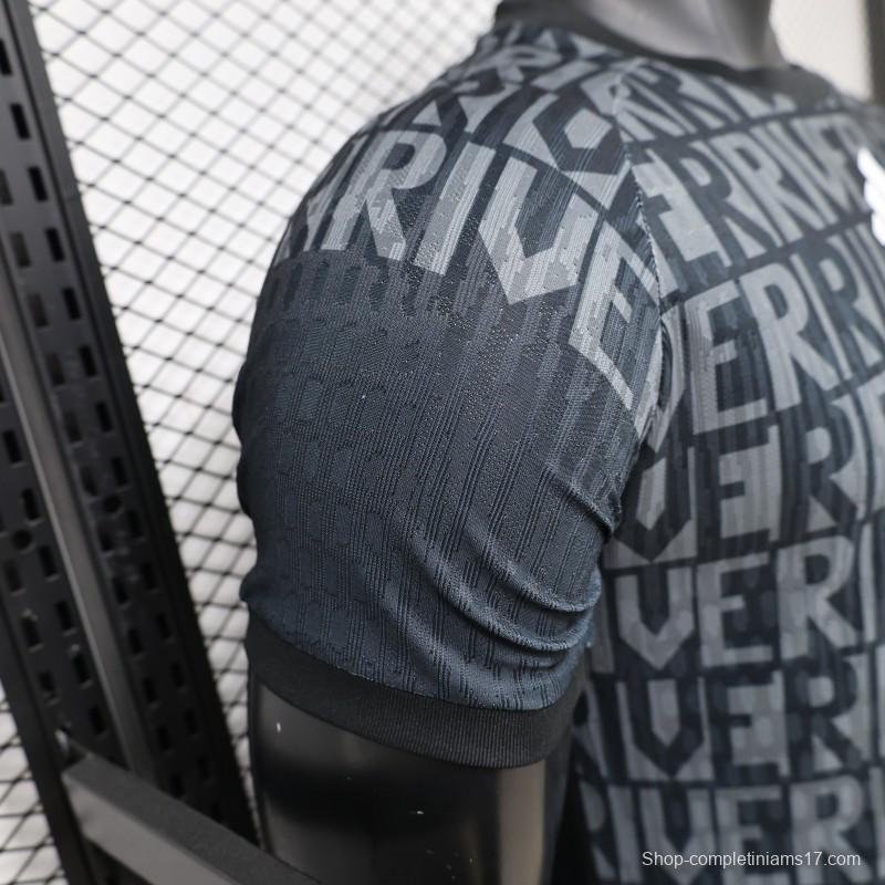 Player Version 26/27 River Plate Away Black with All-Over Letter Print Jersey