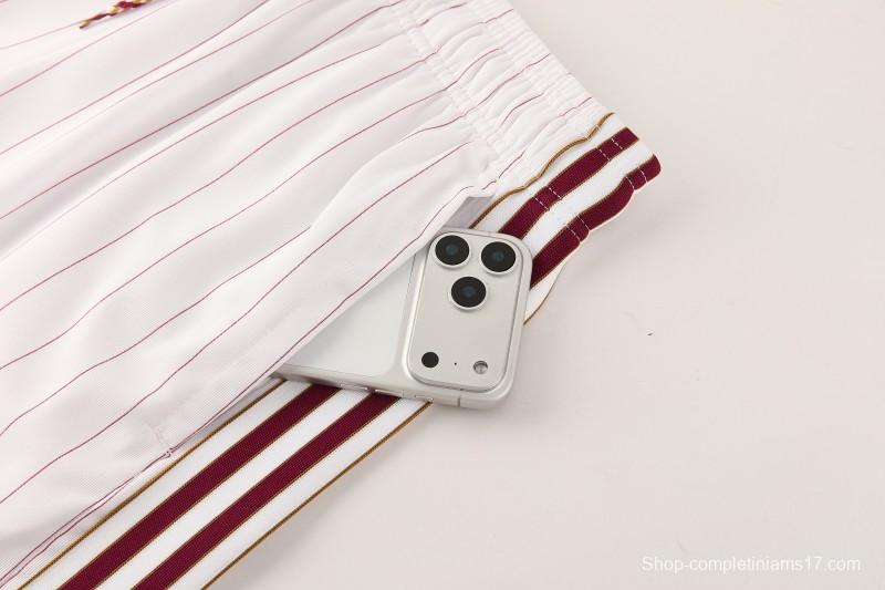 26/27 Arsenal  White Pinstripe Short Sleeve+Soccer Shorts