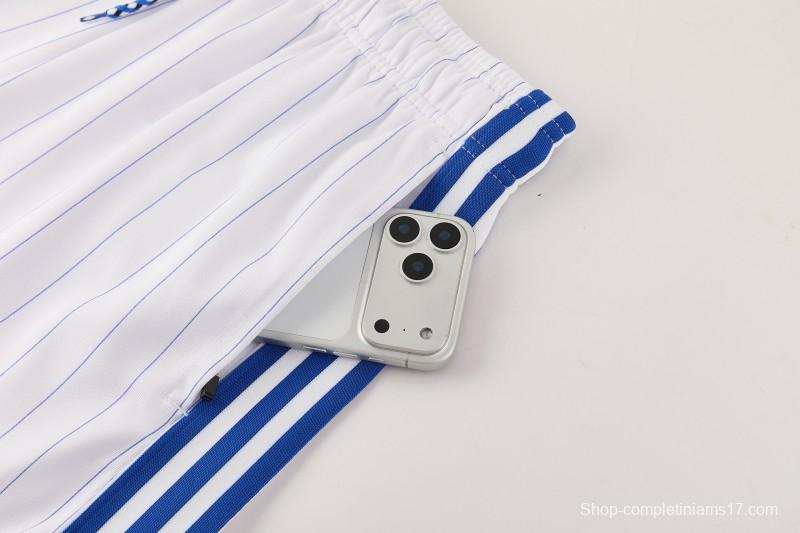 26/27 Chelsea FC  Blue  Stripes Short Sleeve+ White Soccer Shorts