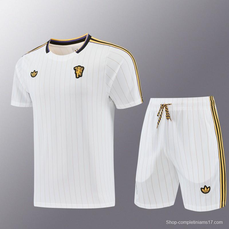 26/27 Manchester United White Short Sleeve+Soccer Shorts