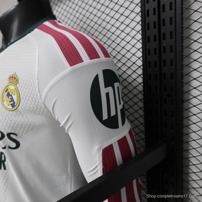 Player Version 26/27 Real Madrid White with Burgundy Stripe Long Sleeve Home Jersey