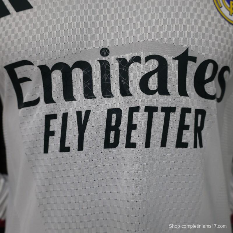 Player Version 26/27 Real Madrid White with Burgundy Stripe Long Sleeve Home Jersey