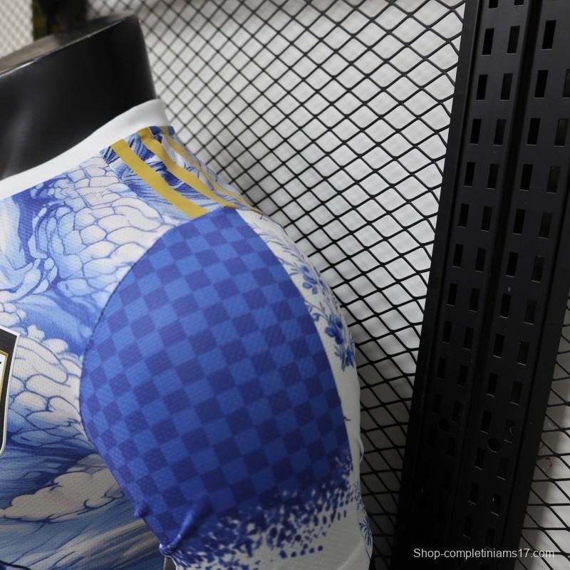 Player Version 2026 Japan Adidas Special Edition "Samurai Blue Dragon" Full Sublimation White Jersey