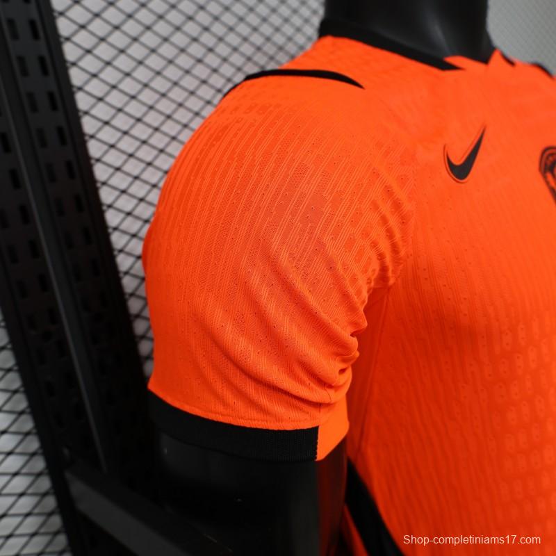 Player Version 2026 Netherlands Orange with Black Side Panel Home Jersey