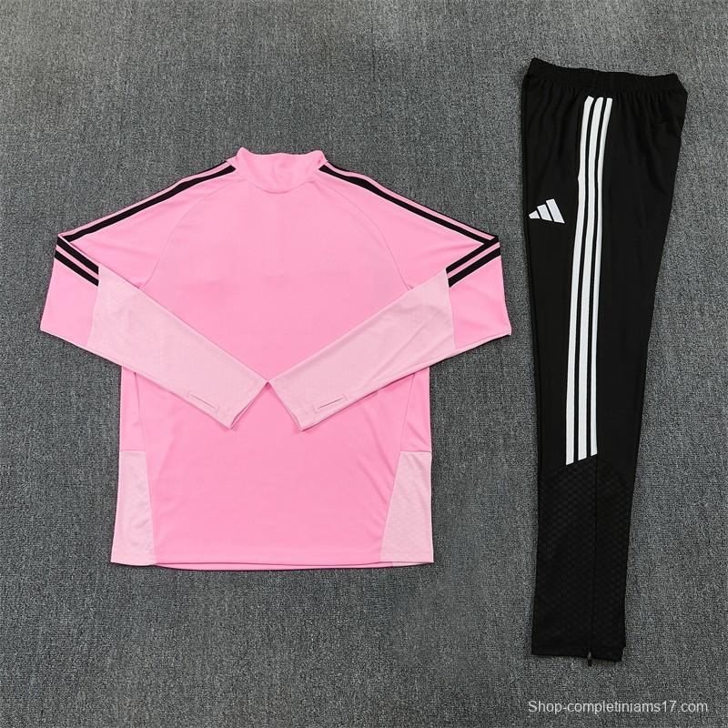2026 Inter Miami CF Pink  Half Zipper Jacket Tracksuit + Black Long Pants