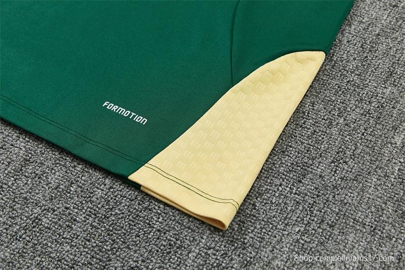 2026 Real Madrid Green & Cream  Half Zipper Jacket Tracksuit + Long Pants