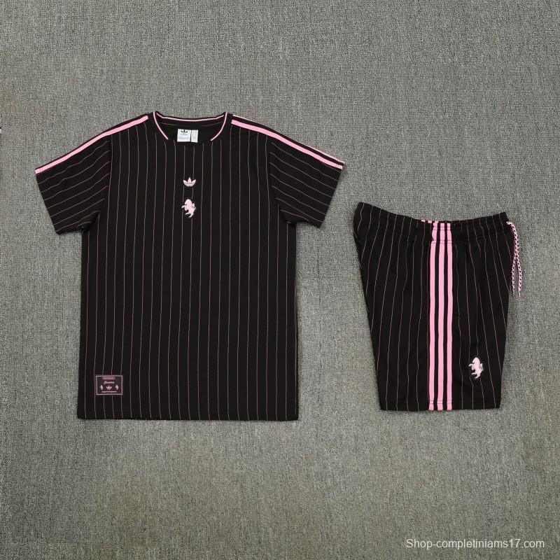 2026/27 Inter Miami CF Black Pinstripe Short Sleeve+Soccer Shorts