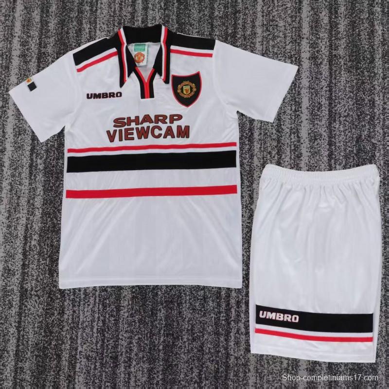Retro Kids 98/99 Manchester United White Away Jersey