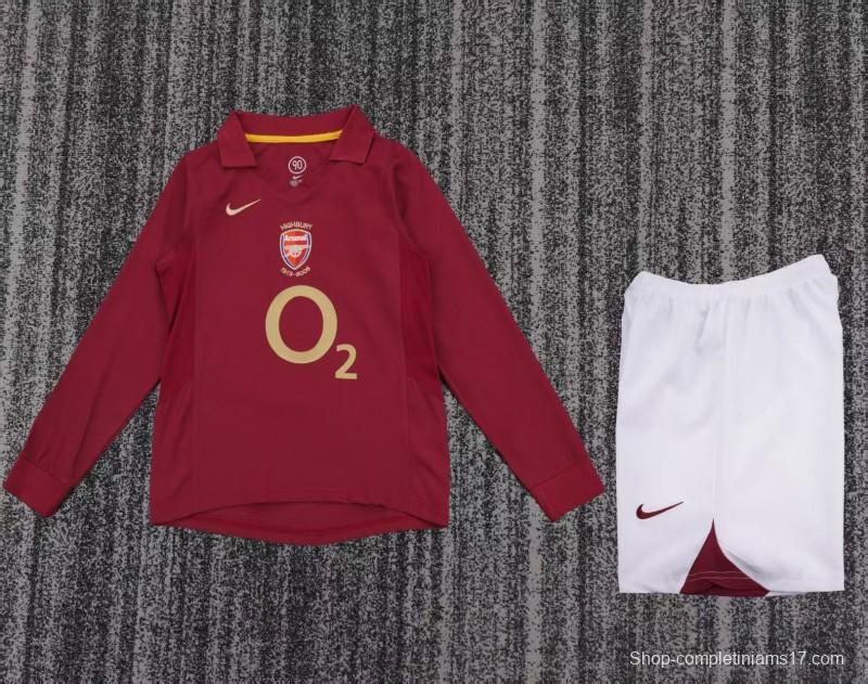 Retro Kids 05/06 Arsenal Home Long Sleeve Jersey