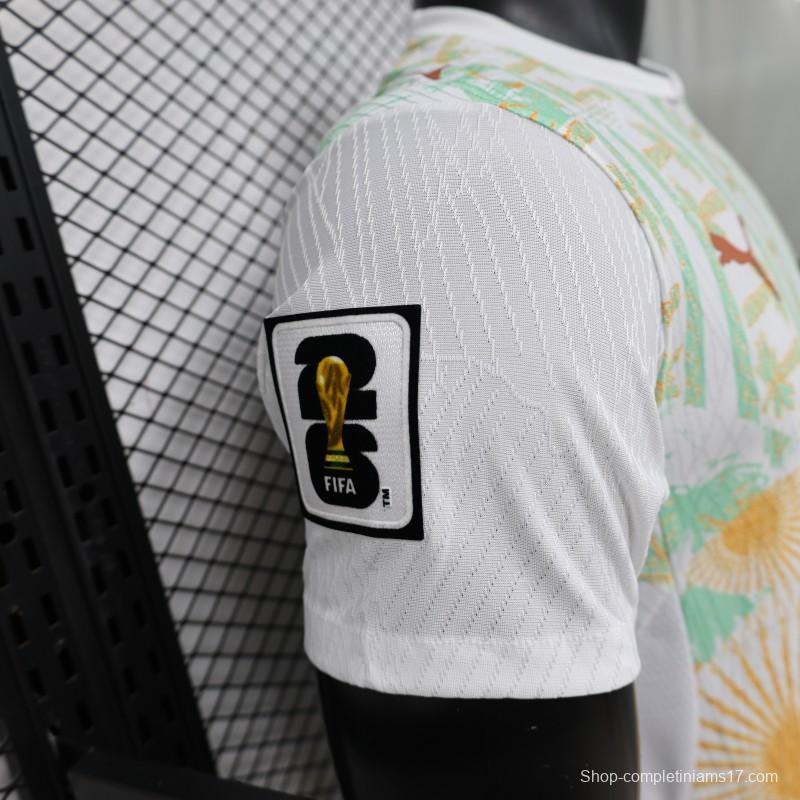 Player Version 2026 Ivory Coast Away White with Tropical Sunflower  Print Jersey