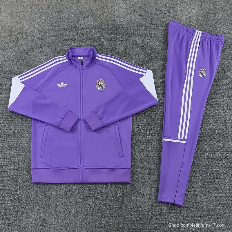 26/27 Real Madrid  Purple Full Zipper Jacket Tracksuit + Long Pants
