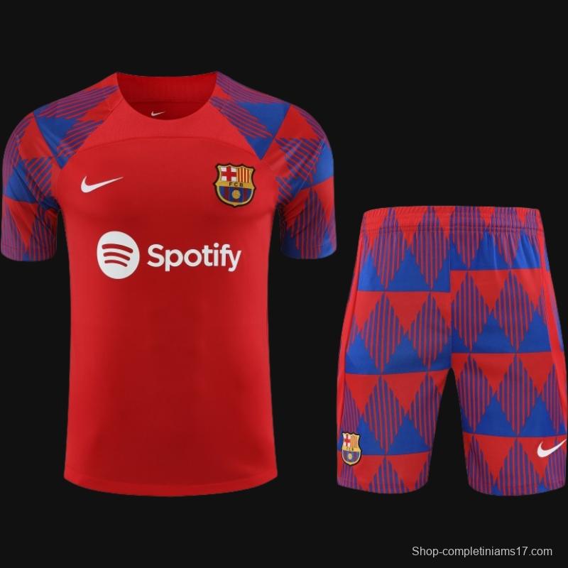 23-24  Barcelona Red Short Sleeve Jersey+Shorts