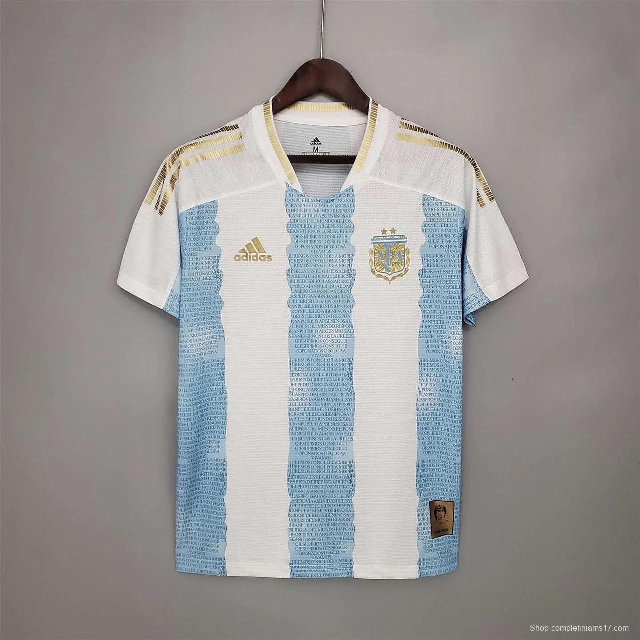 Retro 2021 Argentina Home Maradona Commemorative Edition Jersey