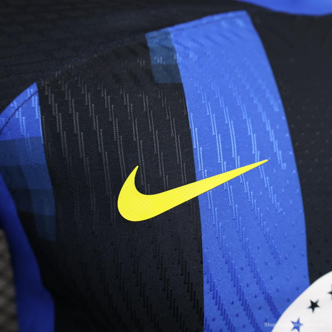 Player Version Retro 23/24 Inter Milan Home Jersey With Paramount Plus Sponsor