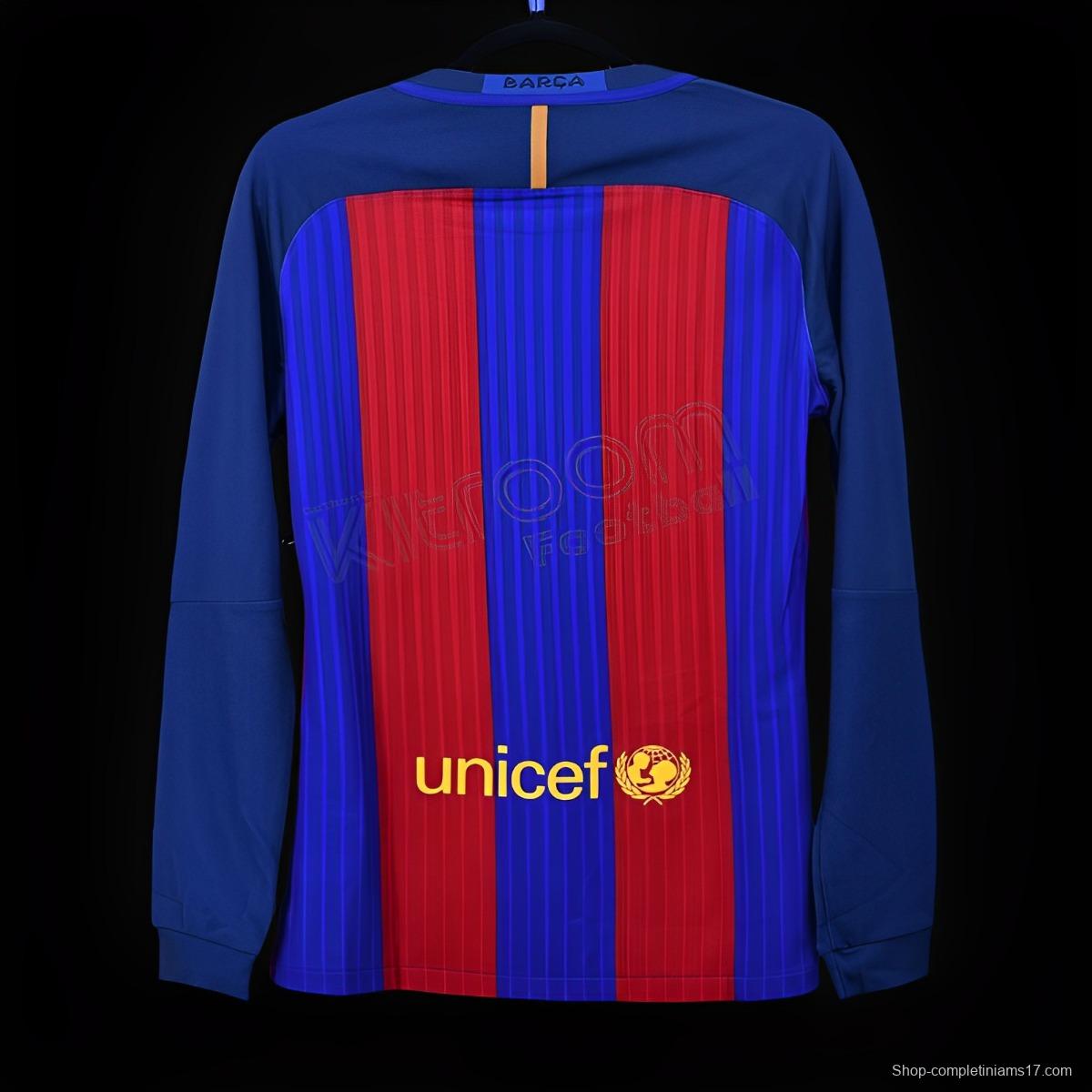 Retro 16/17 Barcelona Home Long Sleeve Jersey