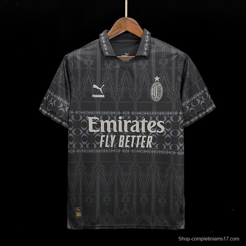 23/24 AC Milan x PLEASURES Forth Black Jersey