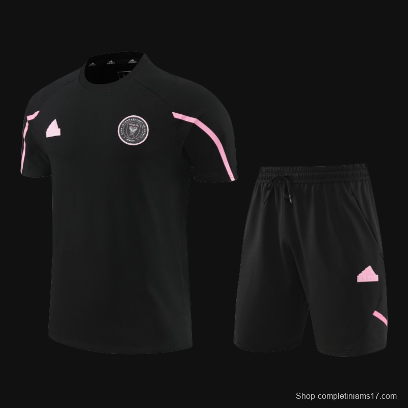 23/24 Inter Miami Black/Pink Cotton Short Sleeve Jersey+Shorts