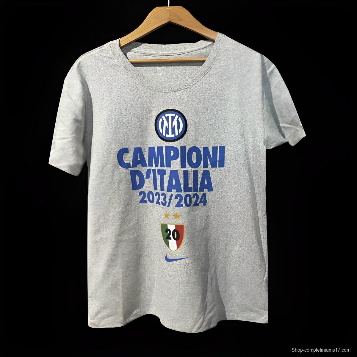 23/24 Inter Milan CAMPIONI D'ITALIA Grey T-Shirts