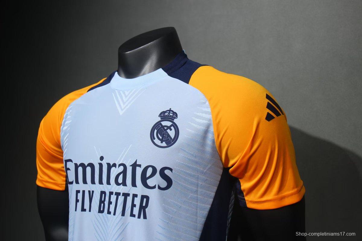 Player Version 24/25 Real Madrid Light Blue/Yellow Pre-Match Jersey