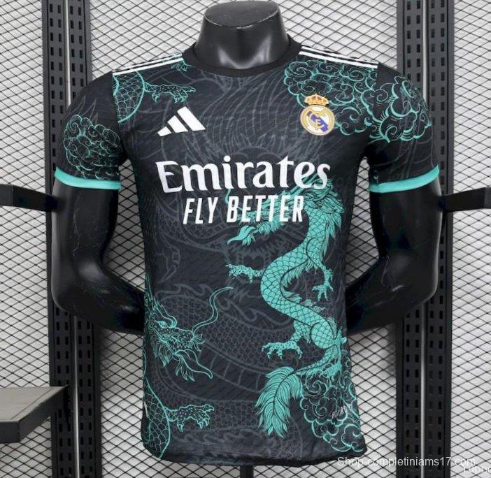 2025/26 Player Version Real Madrid Black Green Dragon Edition Jersey