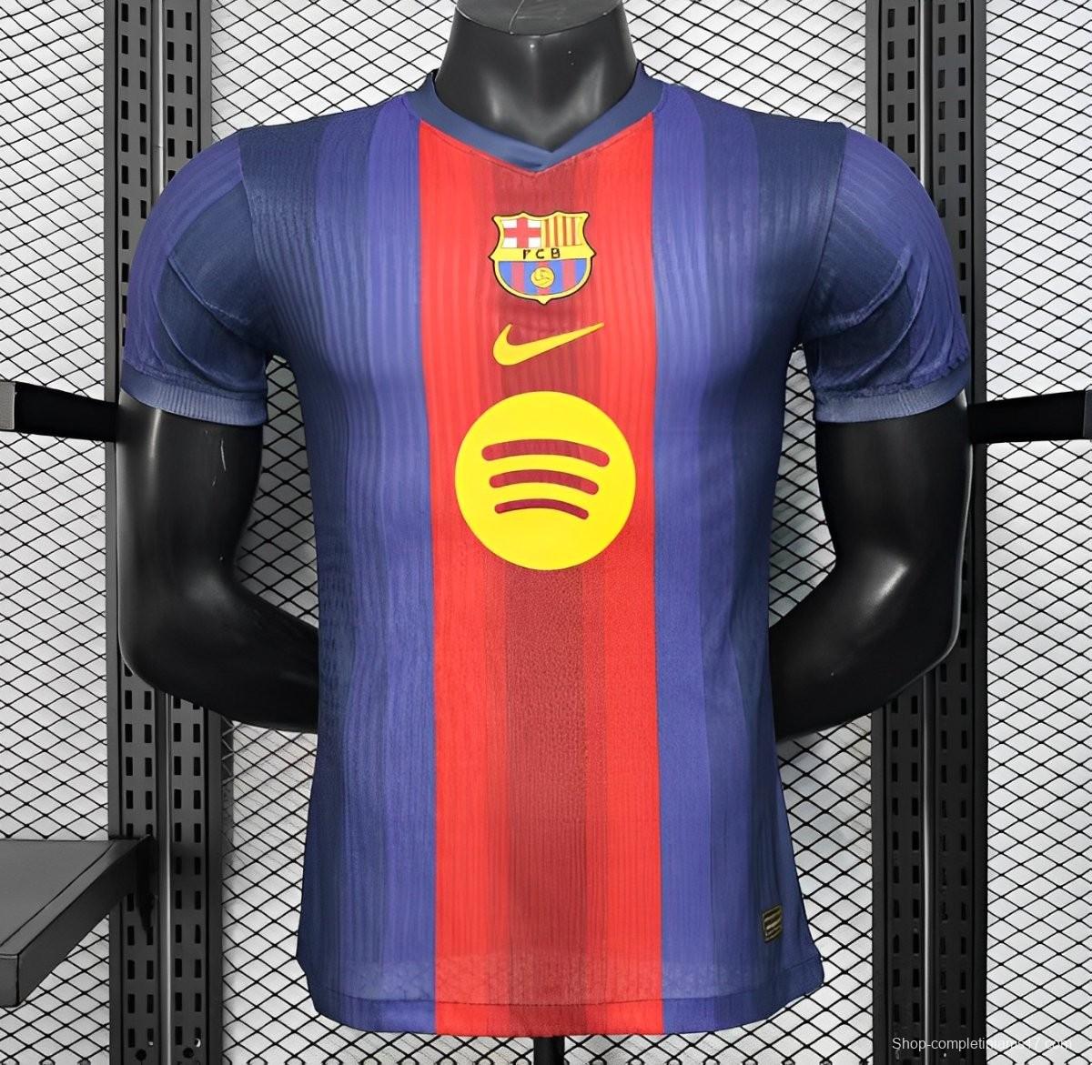 Player Version 25/26 Barcelona Blue and Red Striped with Spotify Sponsor Jersey