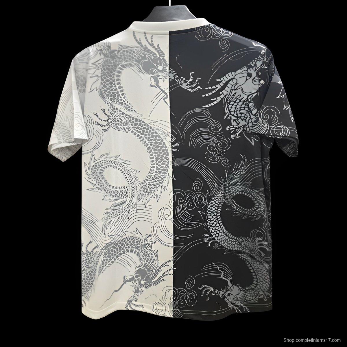 25/26 Real Madrid Black and White with Split Dragon Design Jersey