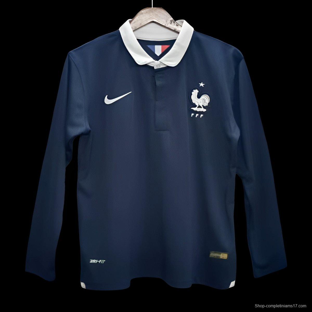 Retro 2014 France Home Long Sleeve Jersey