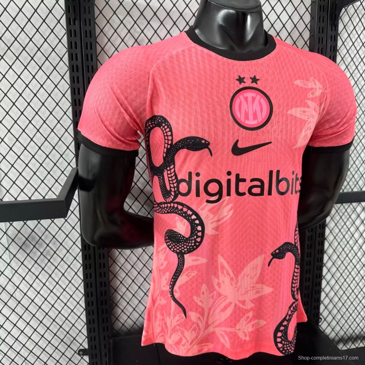 Player Version 25/26 Inter Milan Pink with Snake and Floral Pattern Jersey