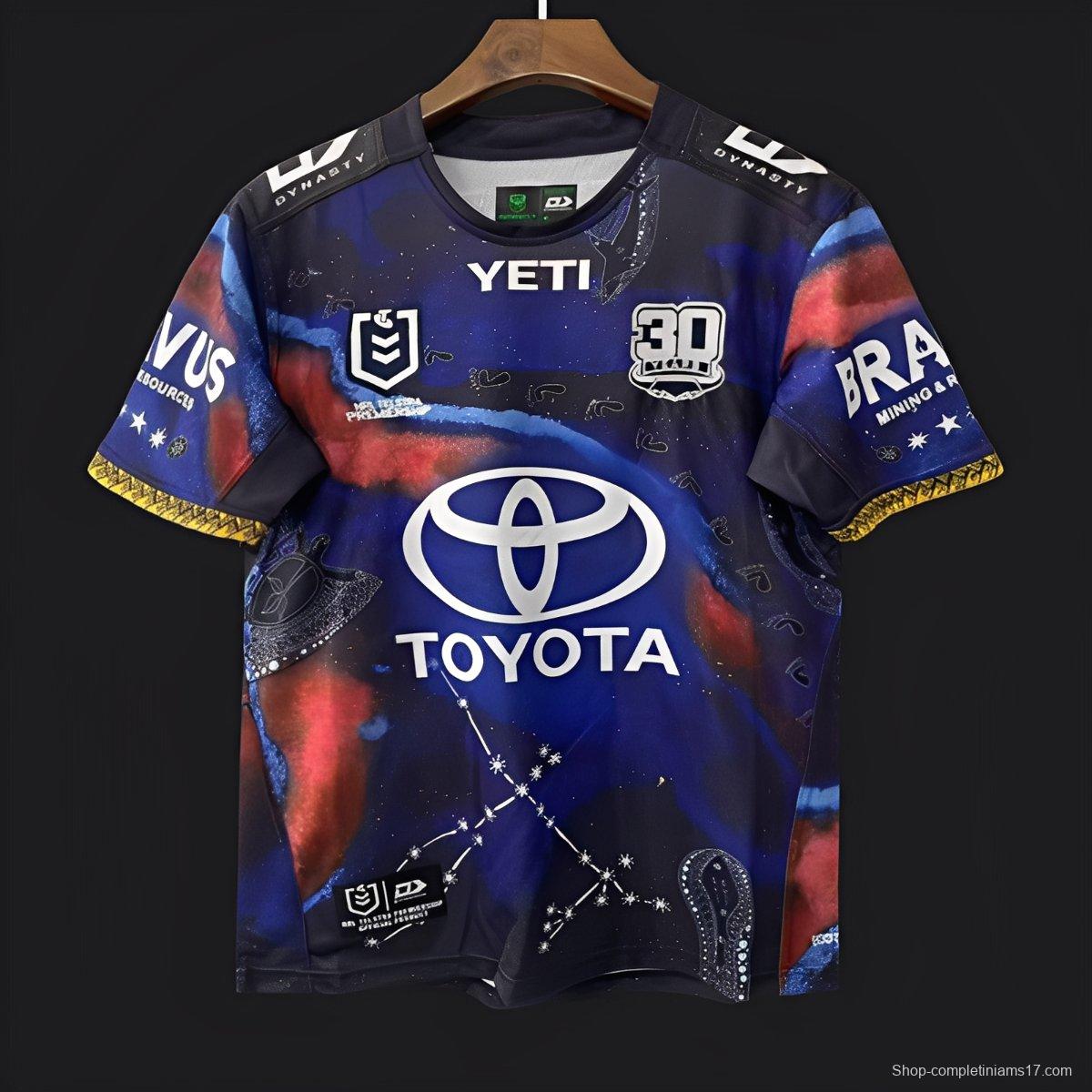 25/26 North Queensland Cowboys Navy with Indigenous Galaxy Design Jersey