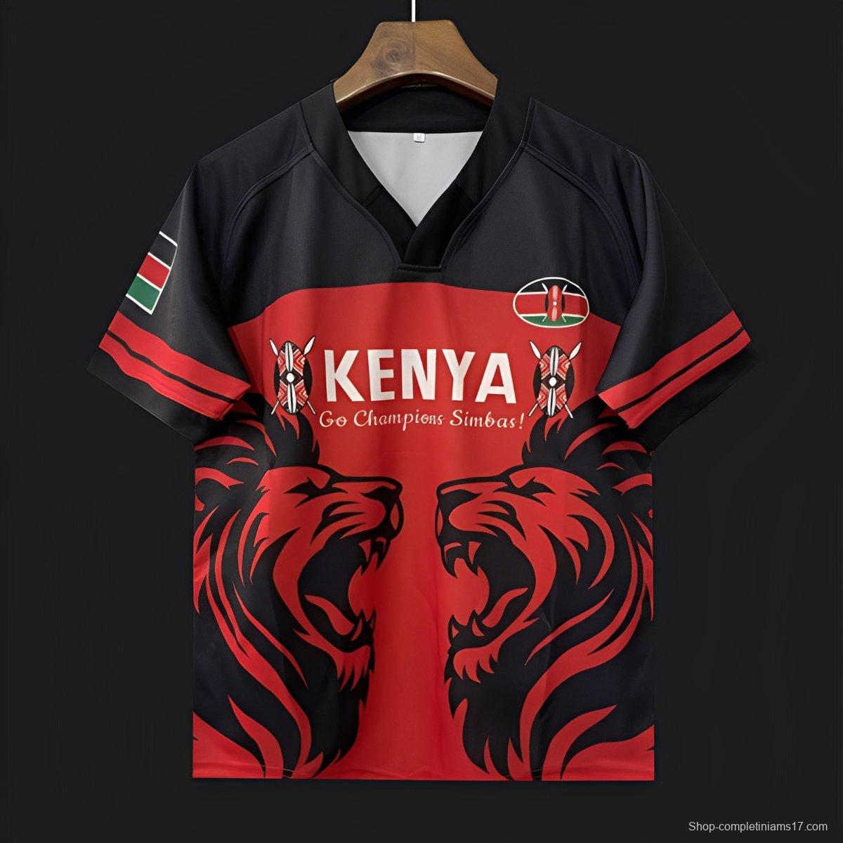 2026 Kenya Simbas Red with Double Lion Design Jersey