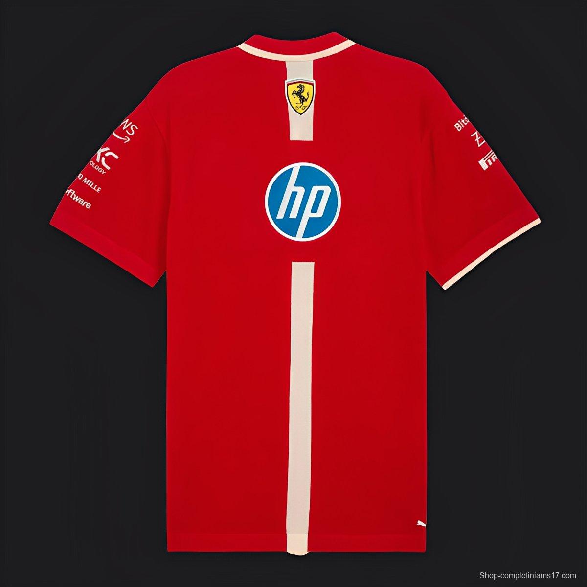2025 F1 Scuderia Ferrari F1 Team Red with White Trim Polo Shirt