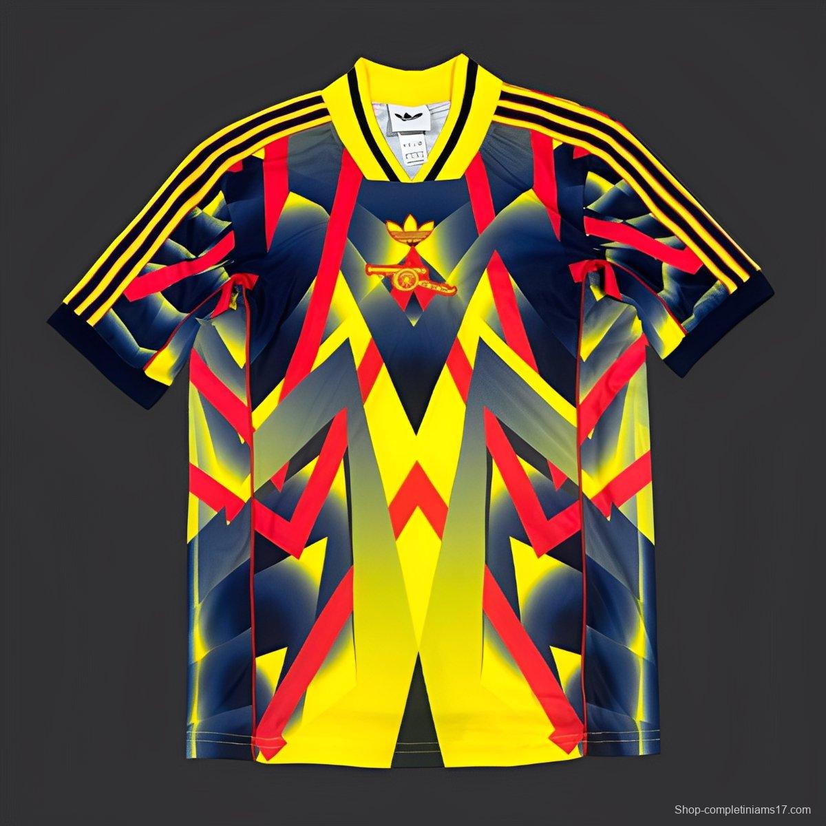 2025 Arsenal Adidas Original Lifestyle Yellow with Geometric Pattern Jersey