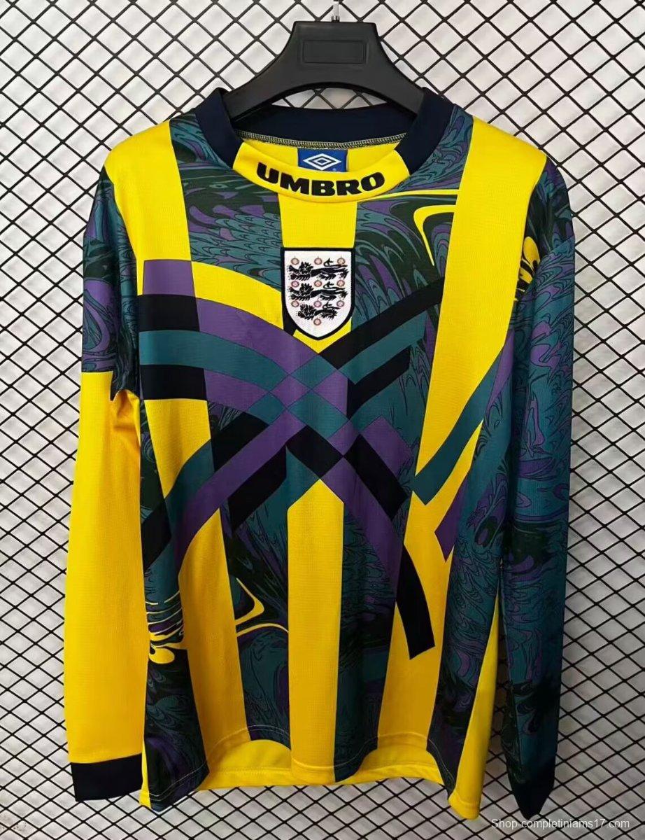 Retro 1995 England Yellow Goalkeeper Yellow Jersey