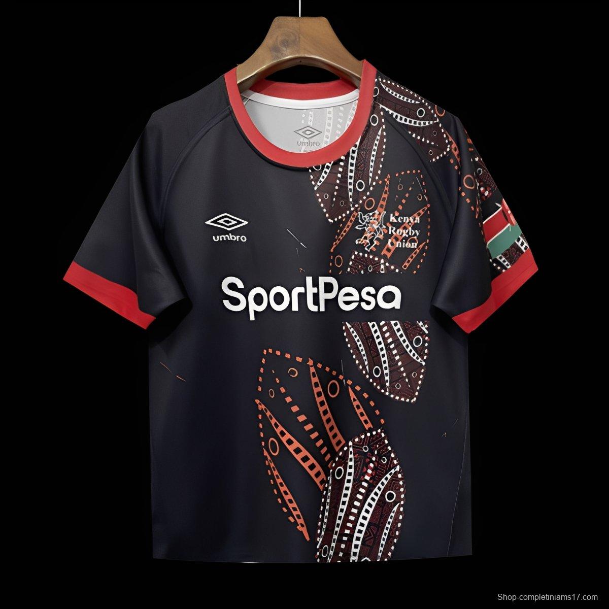 2026 Kenya Black with Red and Orange Tribal Dot Patterns Jersey