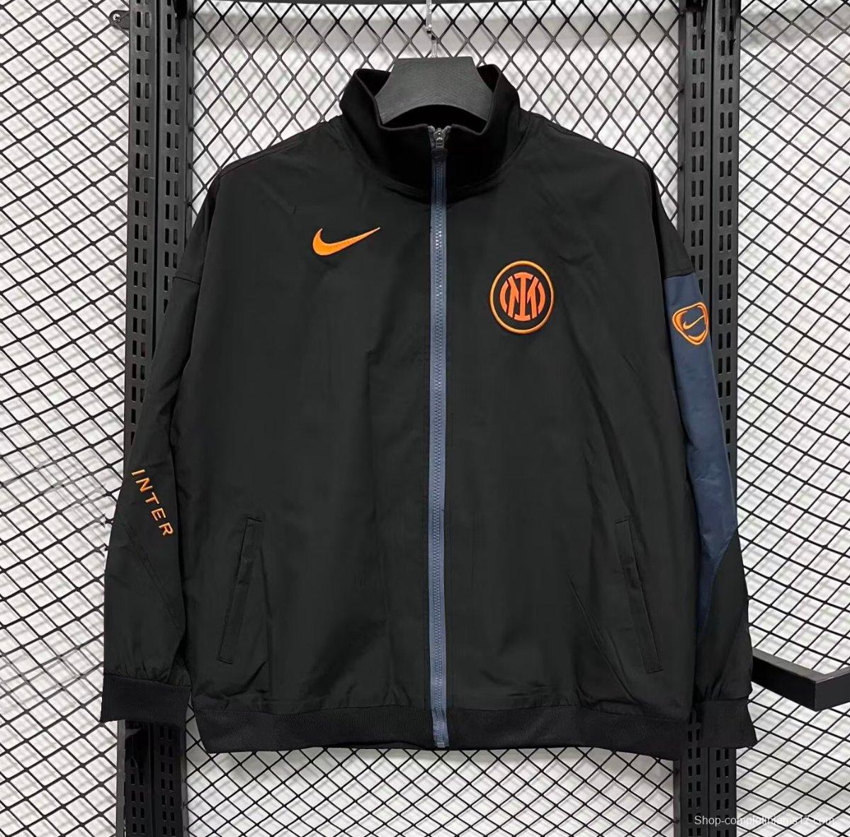 25/26 Inter Milan Black Full Zipper Windbreaker