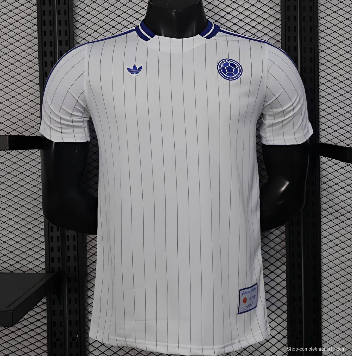 2026 Player Version Colombia White with Blue Vertical Stripe Jersey