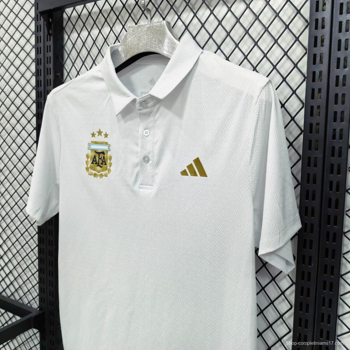 2026 Argentina White Polo Jersey