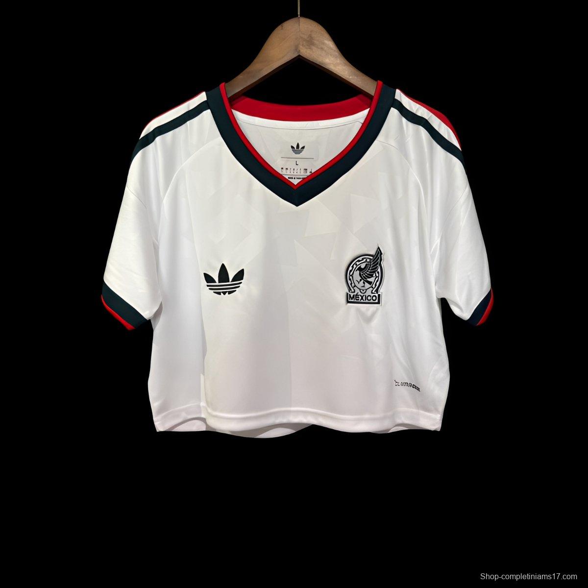 2026 Mexico Away White Women Cropped Jersey