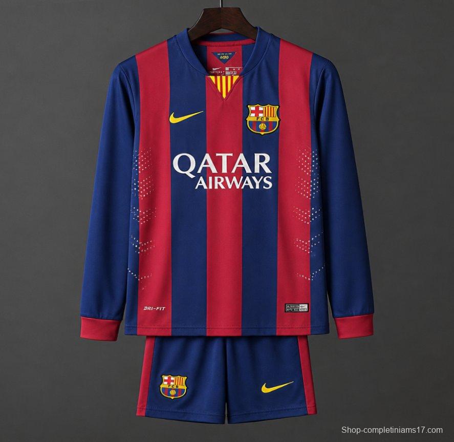 Retro Kids 14/15 Barcelona Home Long Sleeve Jersey