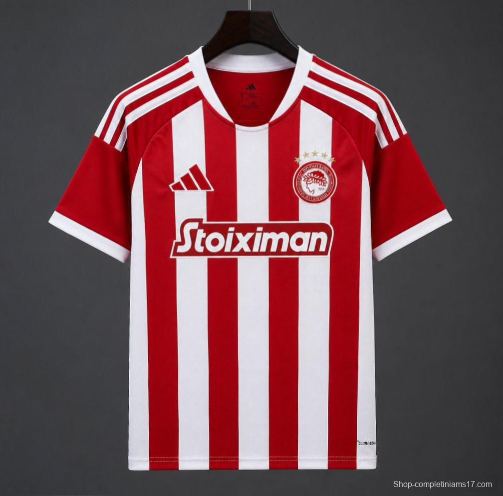 26/27 Olympiacos Red and White Stripe Home Jersey